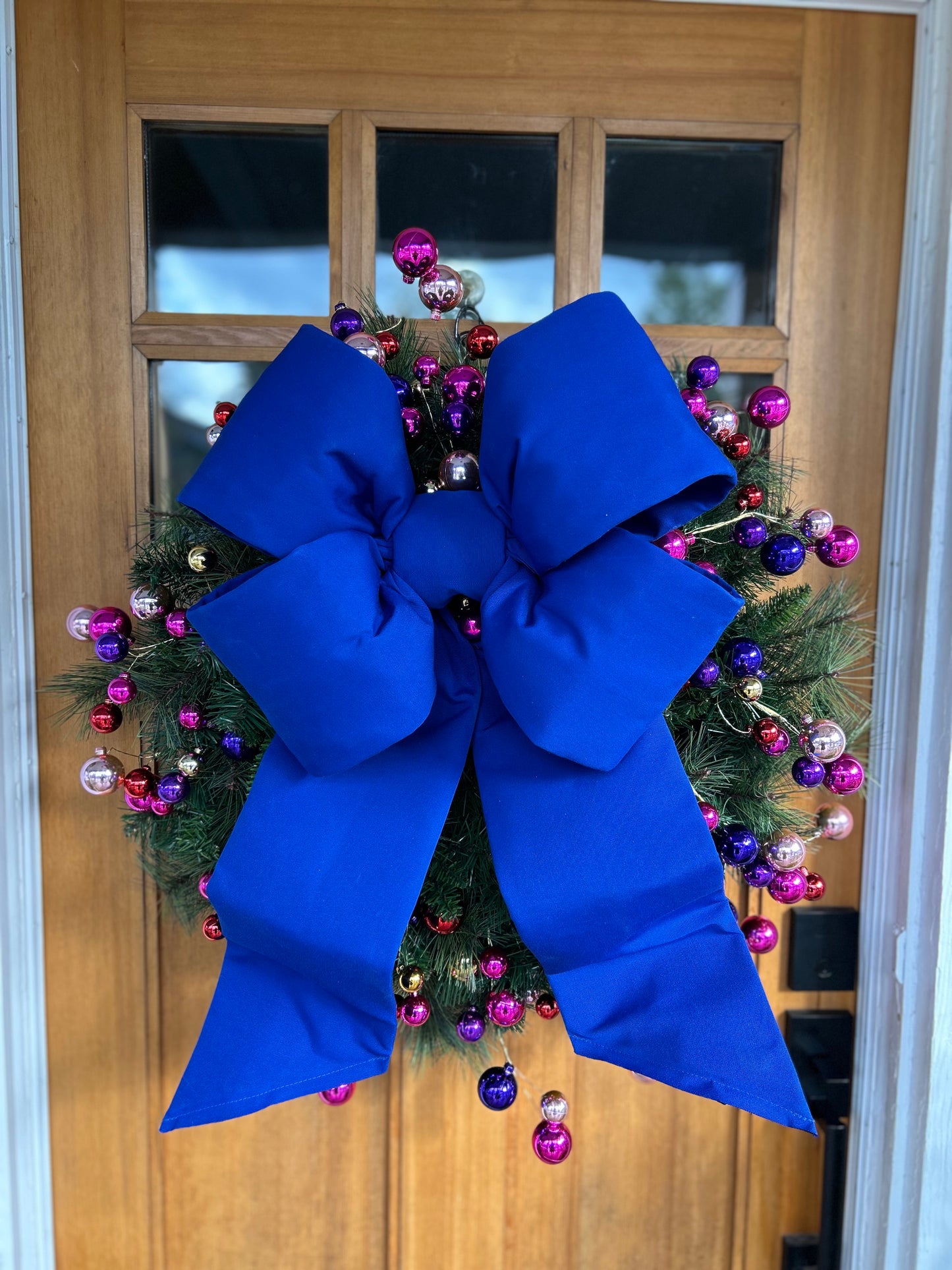 Holiday Heritage 12-Inch Four Loop Royal Blue Outdura Bow